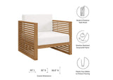 EEI-5606-NAT-WHI Carlsbad Teak Wood Outdoor Patio Armchair By Modway