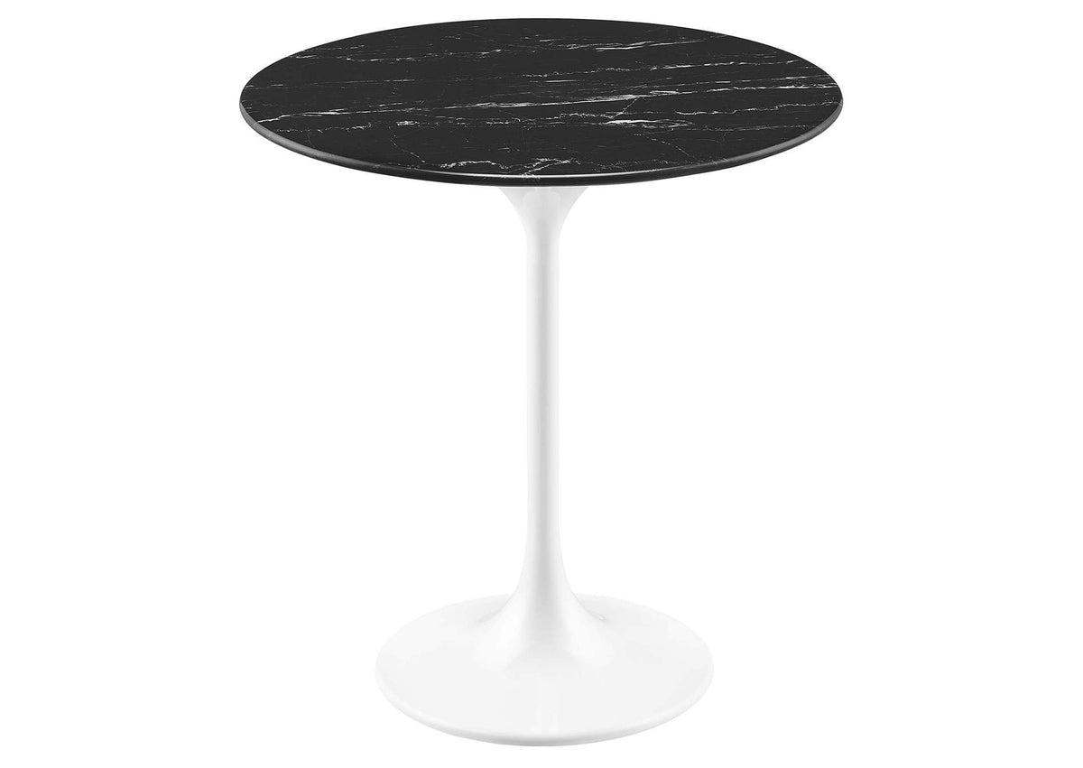 EEI-5680-WHI-BLK Lippa 20" Round Faux Marble Side Table By Modway