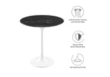 EEI-5680-WHI-BLK Lippa 20" Round Faux Marble Side Table By Modway