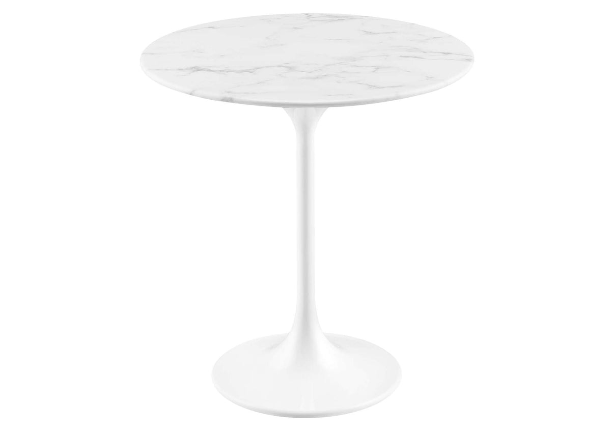 EEI-5680-WHI-WHI Lippa 20" Round Faux Marble Side Table By Modway
