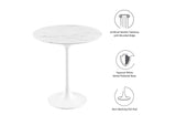 EEI-5680-WHI-WHI Lippa 20" Round Faux Marble Side Table By Modway