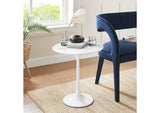EEI-5680-WHI-WHI Lippa 20" Round Faux Marble Side Table By Modway
