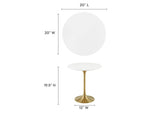 EEI-5683-GLD-WHI Lippa 20" Round Wood Side Table By Modway