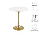 EEI-5683-GLD-WHI Lippa 20" Round Wood Side Table By Modway