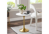 EEI-5683-GLD-WHI Lippa 20" Round Wood Side Table By Modway