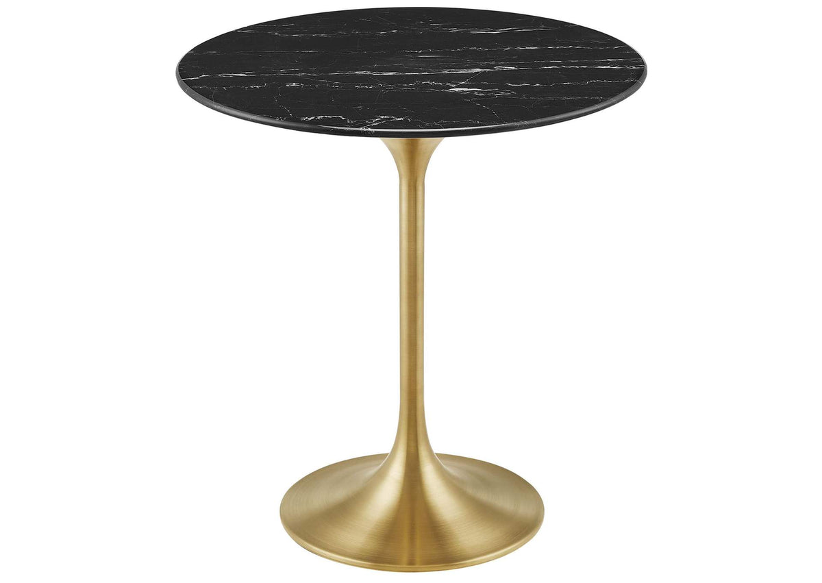 EEI-5685-GLD-BLK Lippa 20" Round Faux Marble Side Table By Modway