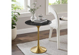 EEI-5685-GLD-BLK Lippa 20" Round Faux Marble Side Table By Modway