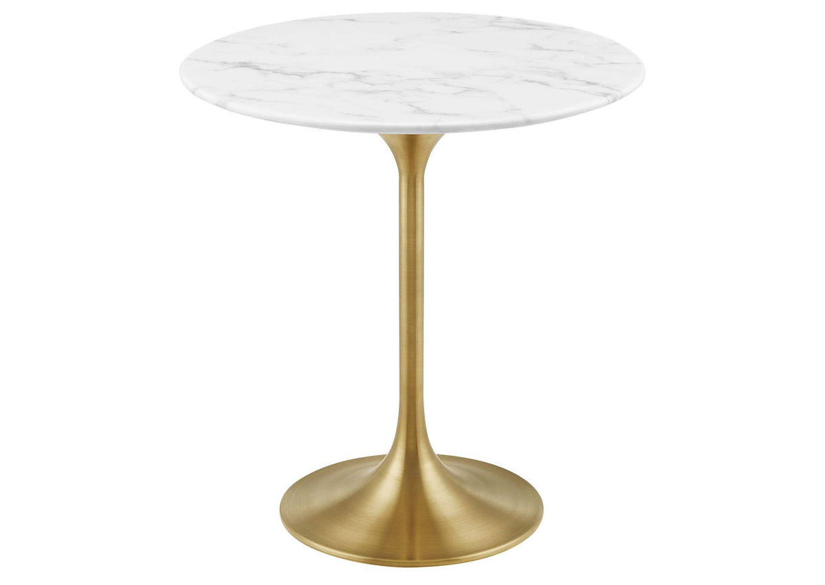 EEI-5685-GLD-WHI Lippa 20" Round Faux Marble Side Table By Modway