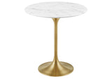 EEI-5685-GLD-WHI Lippa 20" Round Faux Marble Side Table By Modway