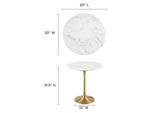 EEI-5685-GLD-WHI Lippa 20" Round Faux Marble Side Table By Modway