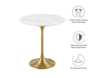 EEI-5685-GLD-WHI Lippa 20" Round Faux Marble Side Table By Modway