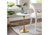 EEI-5685-GLD-WHI Lippa 20" Round Faux Marble Side Table By Modway