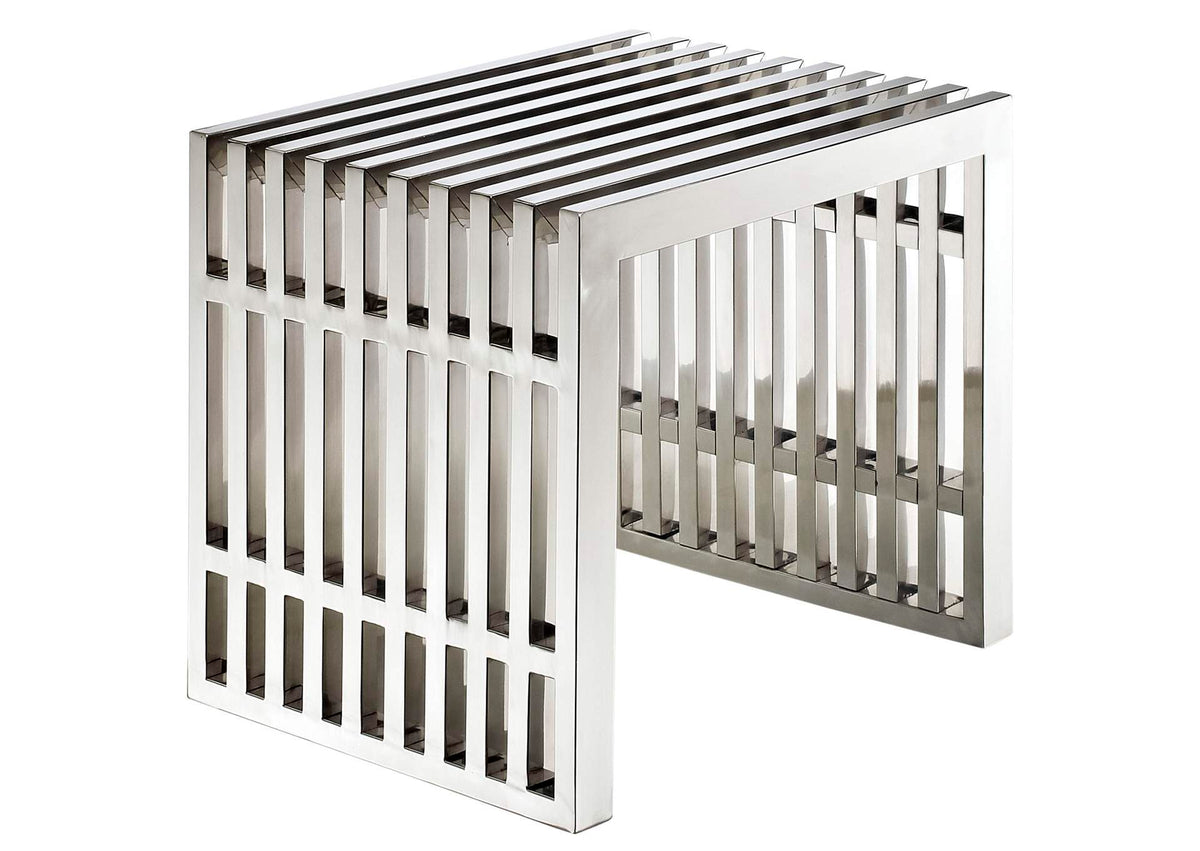 EEI-569-SLV Gridiron Small Stainless Steel Bench By Modway
