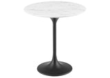 EEI-5690-BLK-WHI Lippa 20" Round Faux Marble Side Table By Modway