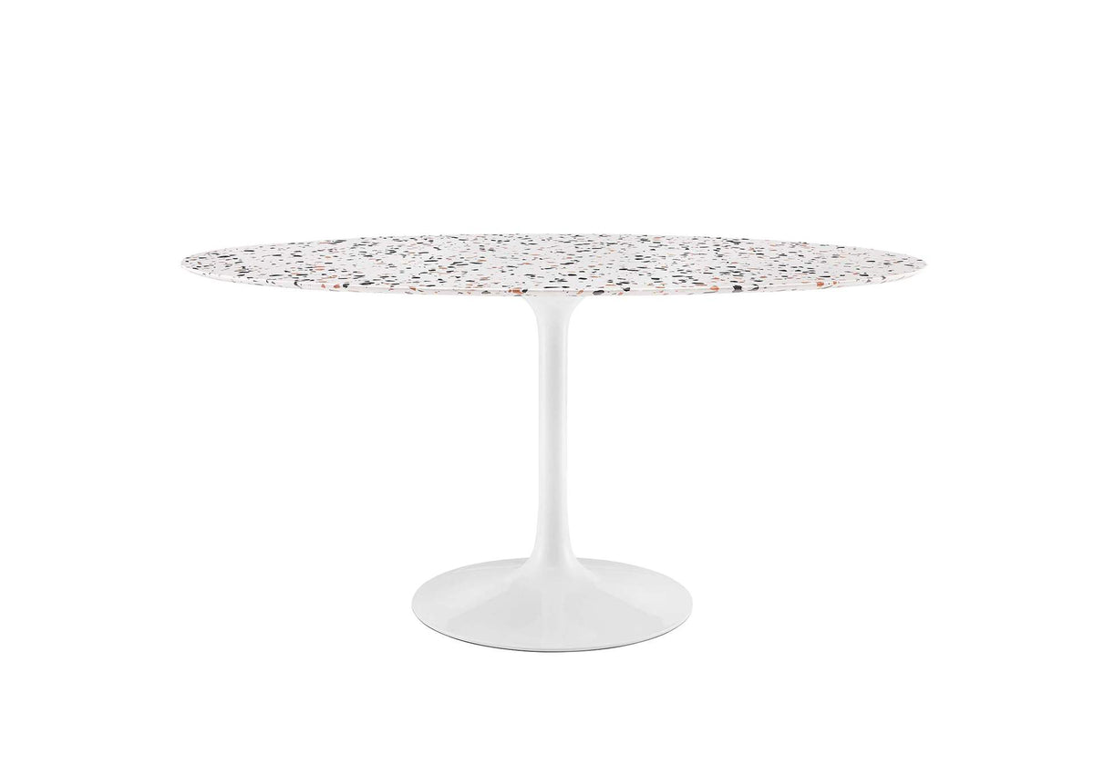 EEI-5734-WHI-WHI Lippa 60" Oval Terrazzo Dining Table By Modway