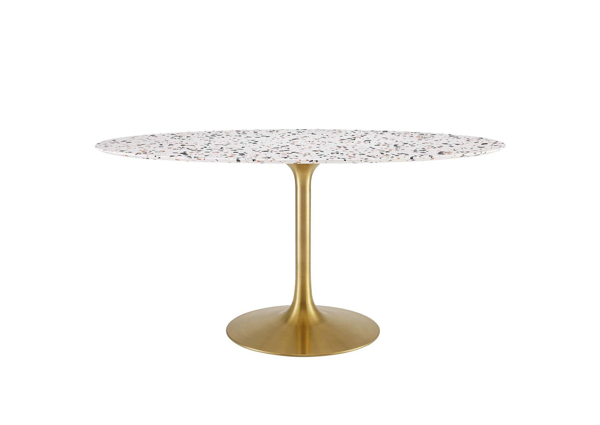 EEI-5736-GLD-WHI Lippa 60" Oval Terrazzo Dining Table By Modway