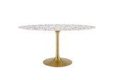 EEI-5736-GLD-WHI Lippa 60" Oval Terrazzo Dining Table By Modway
