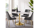 EEI-5736-GLD-WHI Lippa 60" Oval Terrazzo Dining Table By Modway
