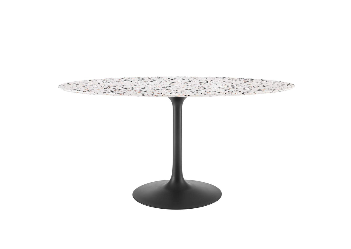EEI-5737-BLK-WHI Lippa 60" Oval Terrazzo Dining Table By Modway
