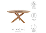 EEI-5745-NAT Wellspring 63" Outdoor Patio Teak Wood Dining Table By Modway
