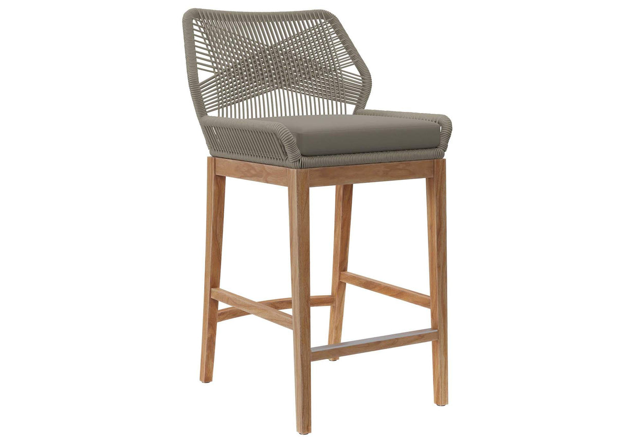 EEI-5746-LGR-GRG Wellspring Outdoor Patio Teak Wood Bar Stool By Modway