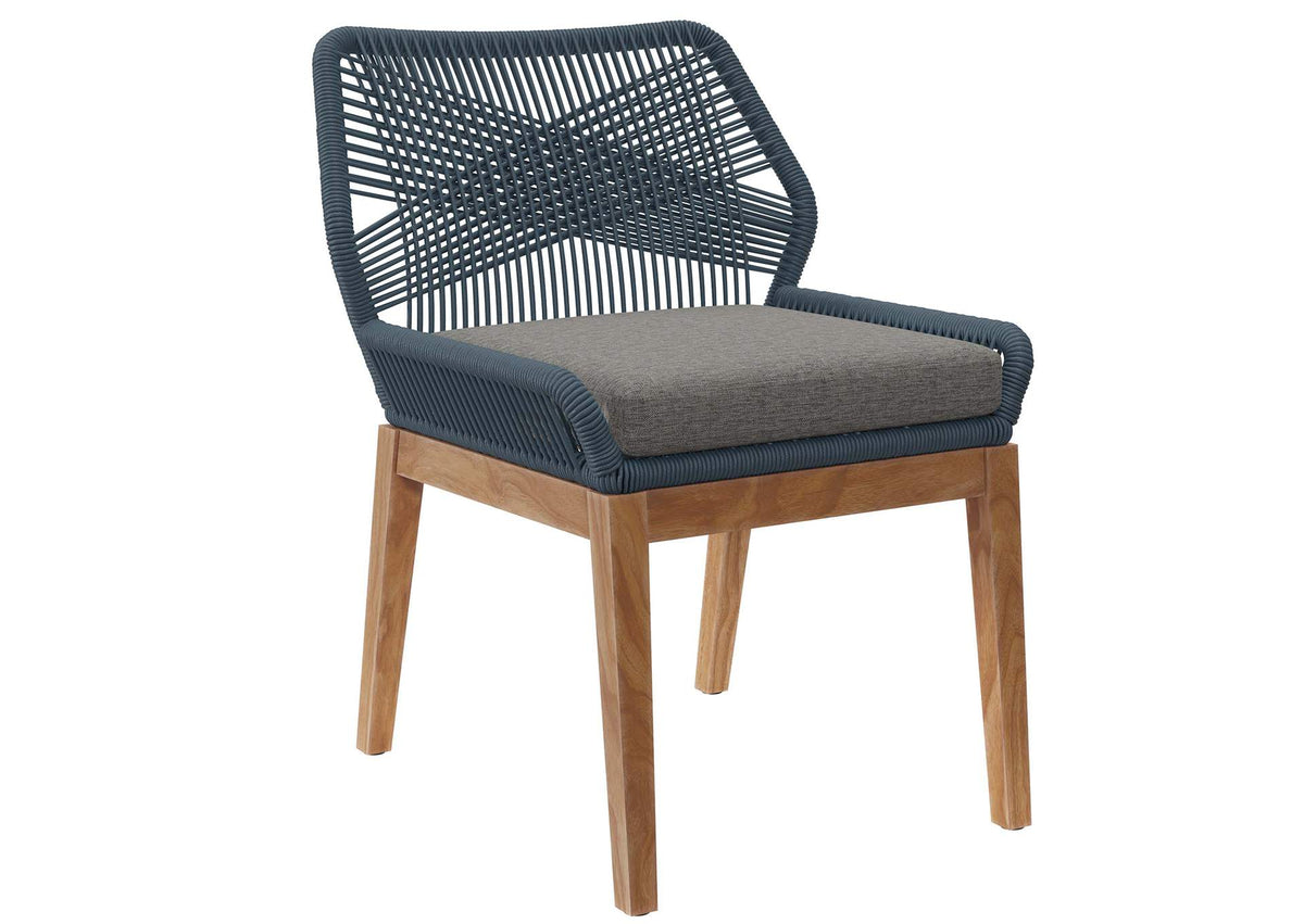EEI-5747-BLU-GPH Wellspring Outdoor Patio Teak Wood Dining Chair By Modway