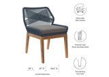 EEI-5747-BLU-GPH Wellspring Outdoor Patio Teak Wood Dining Chair By Modway