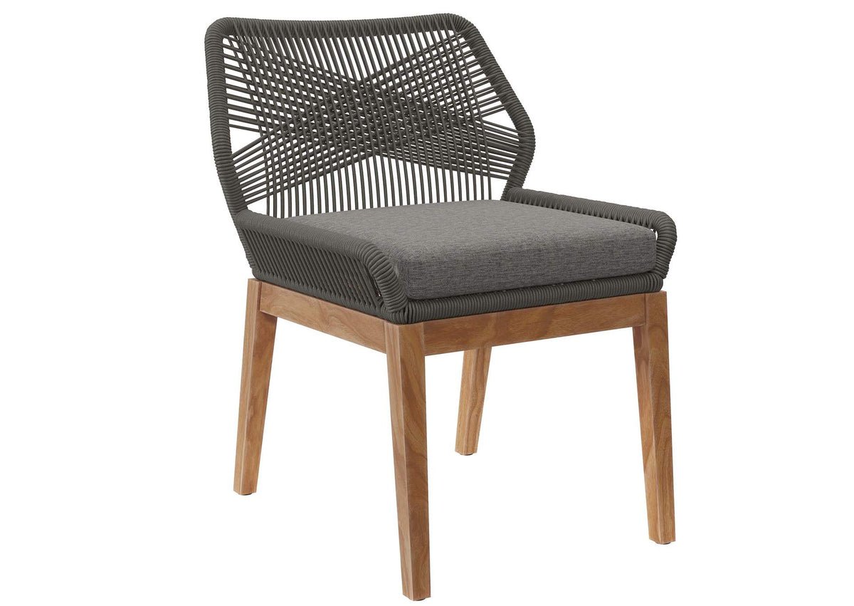 EEI-5747-GRY-GPH Wellspring Outdoor Patio Teak Wood Dining Chair By Modway