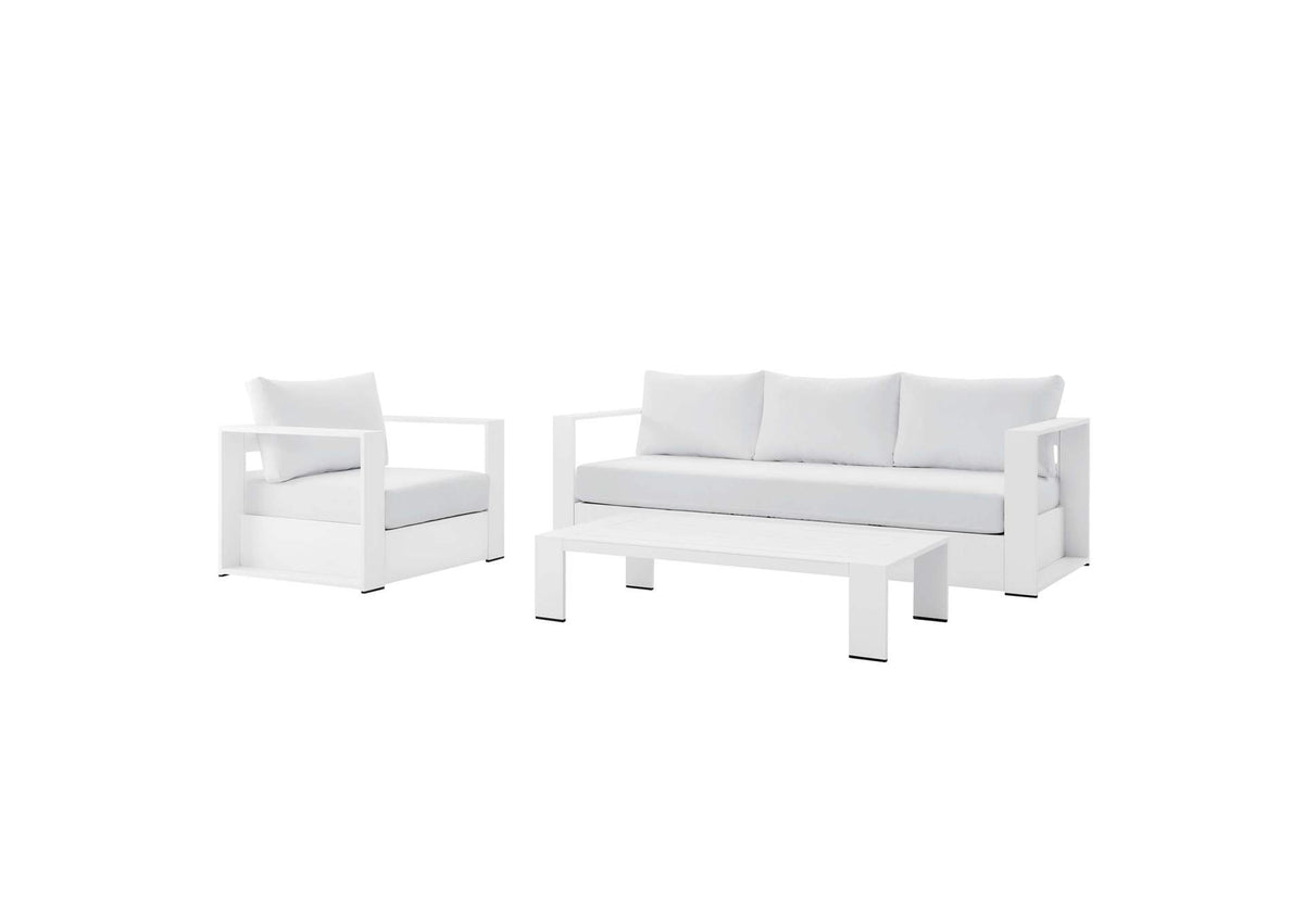 EEI-5748-WHI-WHI Tahoe 3-Piece Outdoor Patio Powder-Coated Aluminum Set By Modway