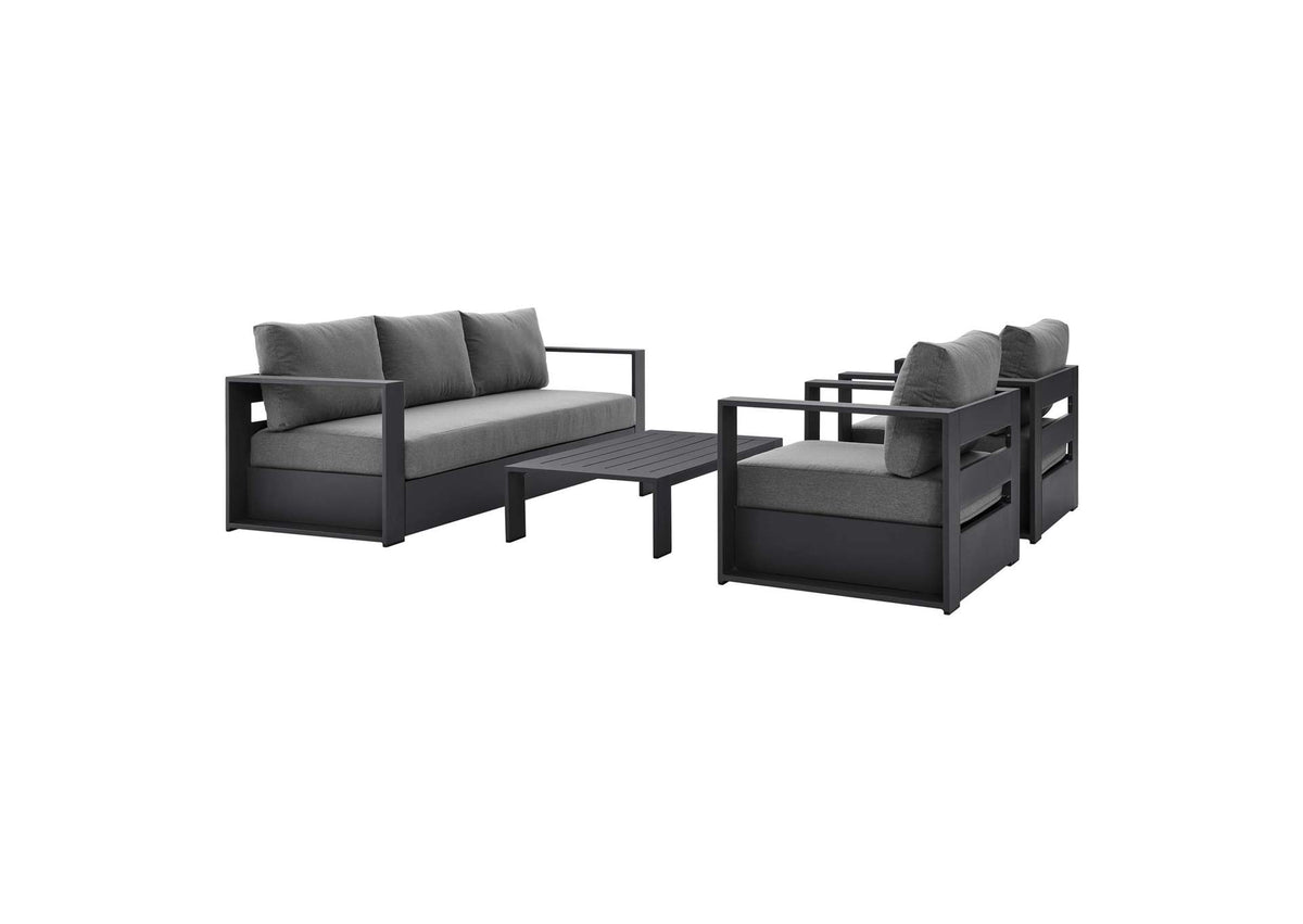 EEI-5749-GRY-CHA Tahoe 4-Piece Outdoor Patio Powder-Coated Aluminum Set By Modway