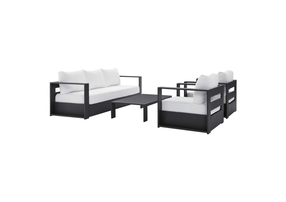 EEI-5749-GRY-WHI Tahoe 4-Piece Outdoor Patio Powder-Coated Aluminum Set By Modway
