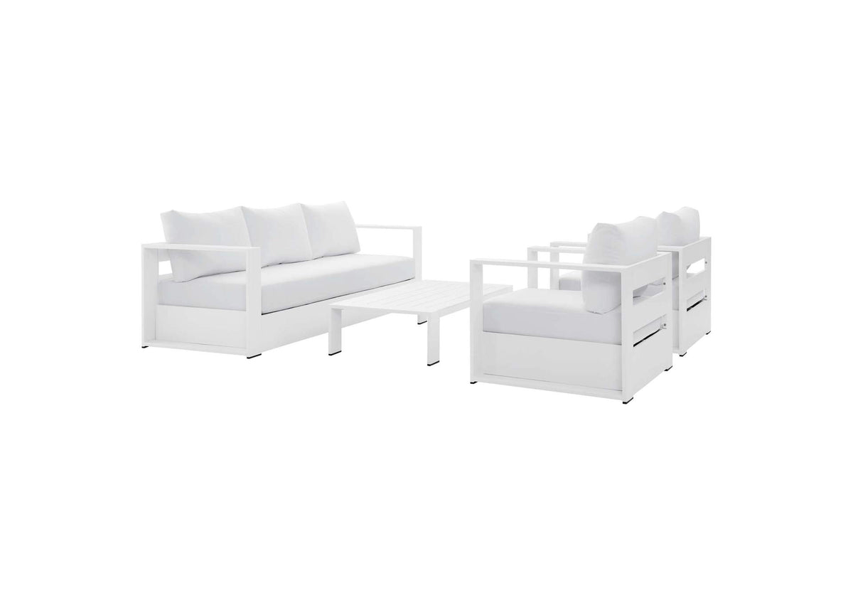 EEI-5749-WHI-WHI Tahoe 4-Piece Outdoor Patio Powder-Coated Aluminum Set By Modway