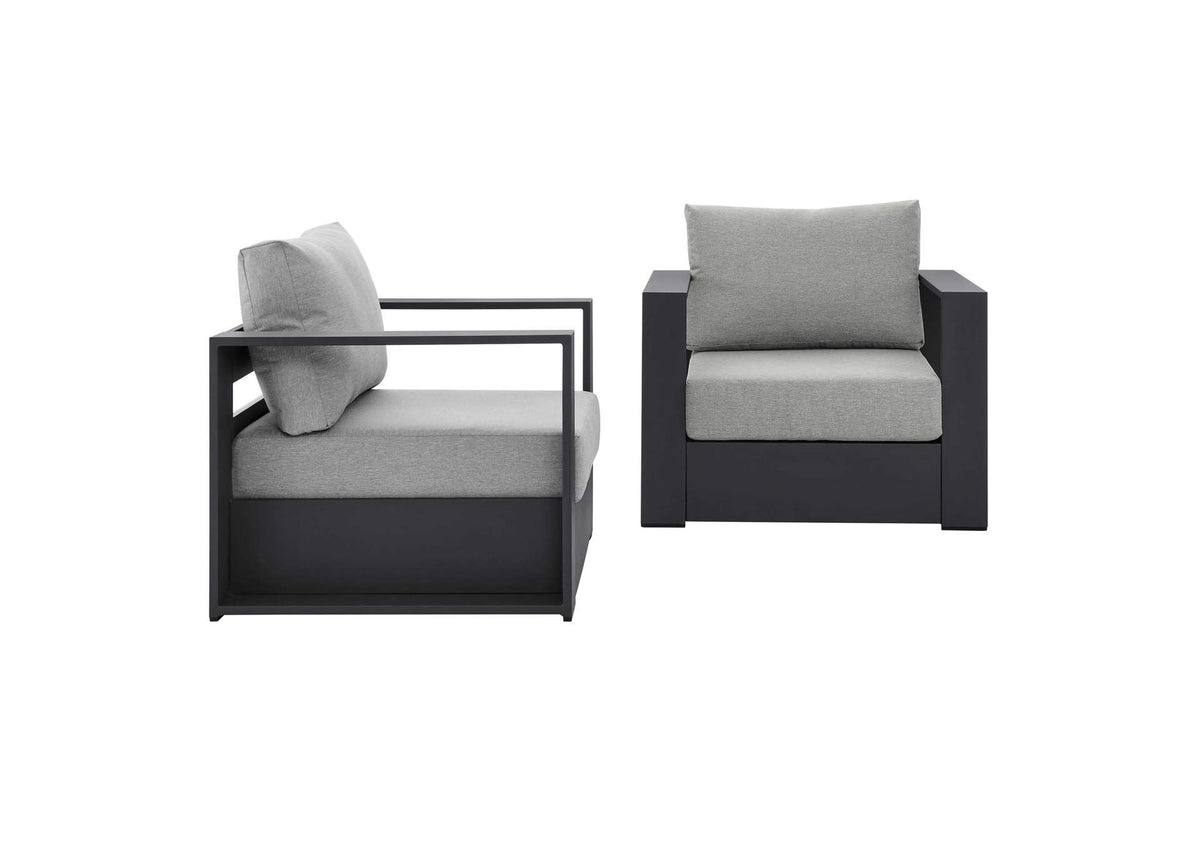EEI-5751-GRY-GRY Tahoe 2-Piece Outdoor Patio Powder-Coated Aluminum Armchair Set By Modway