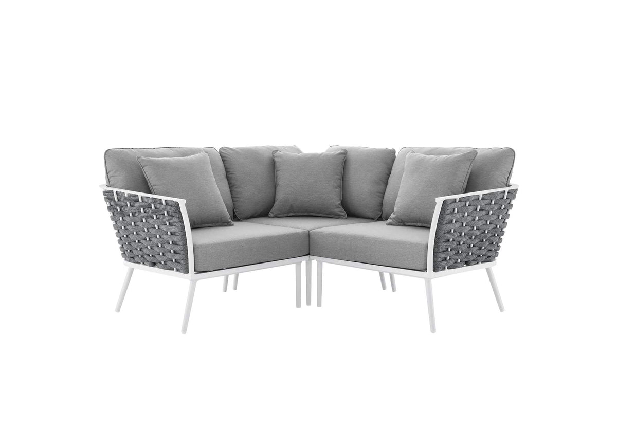 EEI-5752-WHI-GRY Stance Outdoor Patio Aluminum Small Sectional Sofa By Modway