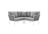 EEI-5752-WHI-GRY Stance Outdoor Patio Aluminum Small Sectional Sofa By Modway