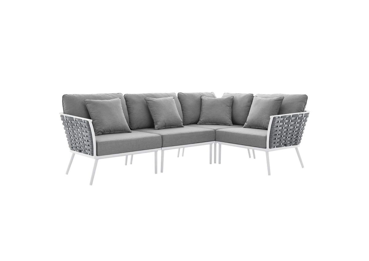 EEI-5753-WHI-GRY Stance Outdoor Patio Aluminum Large Sectional Sofa By Modway