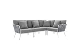 EEI-5753-WHI-GRY Stance Outdoor Patio Aluminum Large Sectional Sofa By Modway