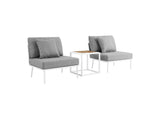 EEI-5754-WHI-GRY Stance 3 Piece Outdoor Patio Aluminum Set By Modway