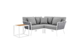 EEI-5755-WHI-GRY Stance 4 Piece Outdoor Patio Aluminum Sectional Sofa Set By Modway