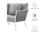 EEI-5755-WHI-GRY Stance 4 Piece Outdoor Patio Aluminum Sectional Sofa Set By Modway