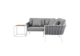 EEI-5755-WHI-GRY Stance 4 Piece Outdoor Patio Aluminum Sectional Sofa Set By Modway