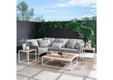 EEI-5756-WHI-GRY Stance 7 Piece Outdoor Patio Aluminum Sectional Sofa Set By Modway