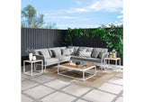 EEI-5757-WHI-GRY Stance 8 Piece Outdoor Patio Aluminum Sectional Sofa Set By Modway