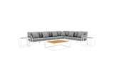 EEI-5758-WHI-GRY Stance 9 Piece Aluminum Outdoor Patio Aluminum Sectional Sofa Set By Modway