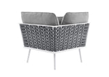 EEI-5758-WHI-GRY Stance 9 Piece Aluminum Outdoor Patio Aluminum Sectional Sofa Set By Modway