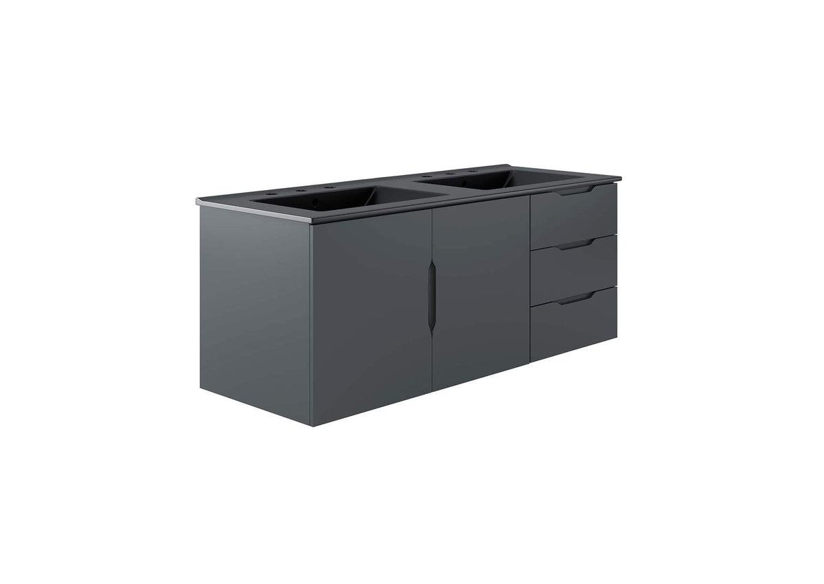 EEI-5785-GRY-BLK Vitality 48" Double Sink Bathroom Vanity By Modway