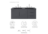 EEI-5785-GRY-BLK Vitality 48" Double Sink Bathroom Vanity By Modway