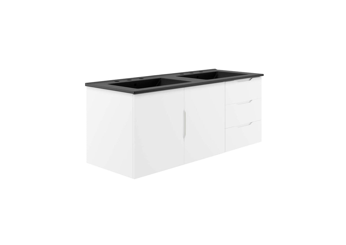 EEI-5785-WHI-BLK Vitality 48" Double Sink Bathroom Vanity By Modway