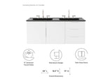 EEI-5785-WHI-BLK Vitality 48" Double Sink Bathroom Vanity By Modway