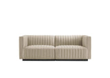 EEI-5786-BLK-BEI Conjure Channel Tufted Upholstered Fabric Loveseat By Modway